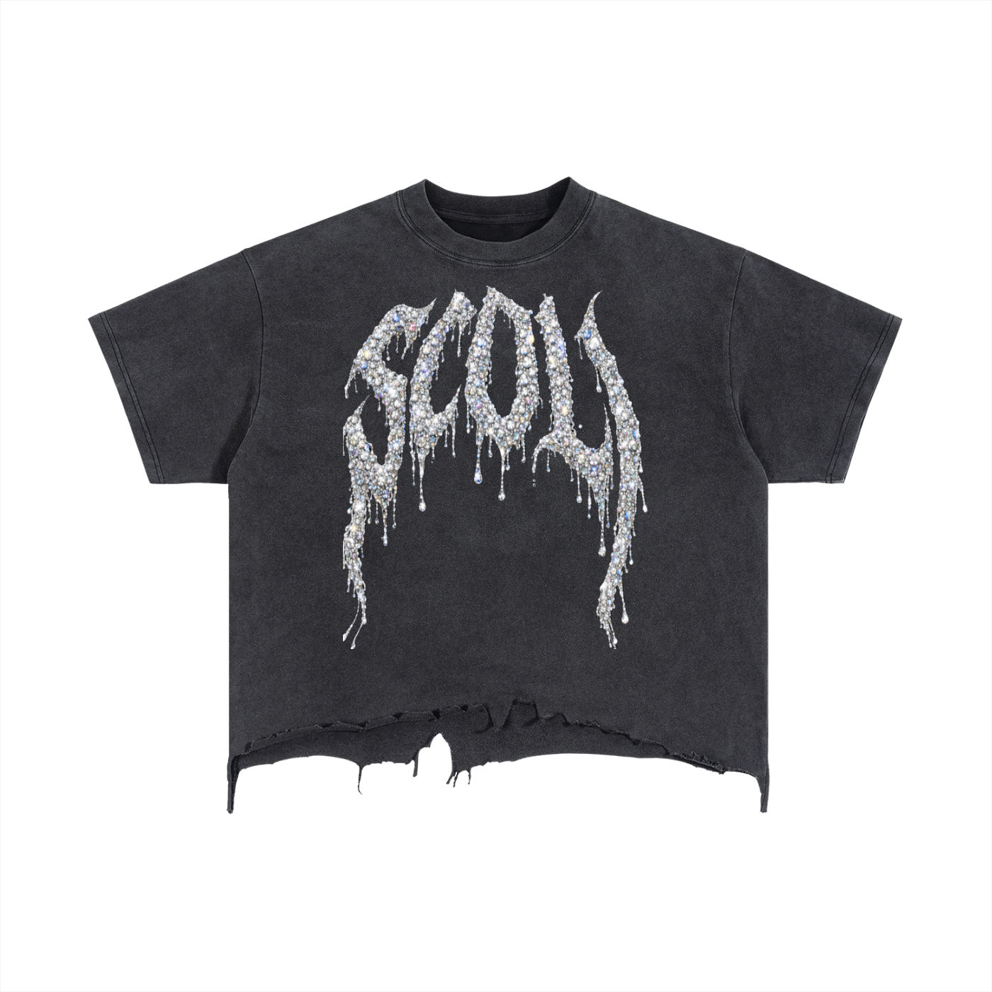 Vintage Wash Boxy Distressed Hem T-Shirt
