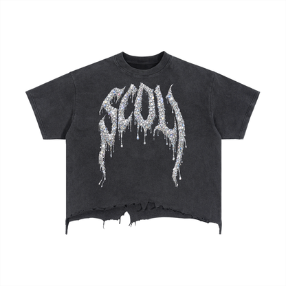 Vintage Wash Boxy Distressed Hem T-Shirt