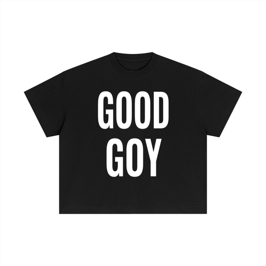 “GOOD GOY”  Cotton Boxy T-Shirt white text