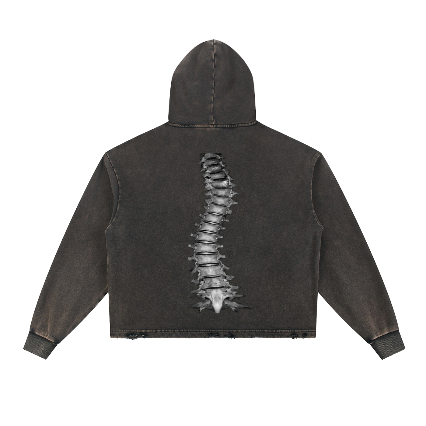 Vintage Washed Frayed-Hem Hoodie