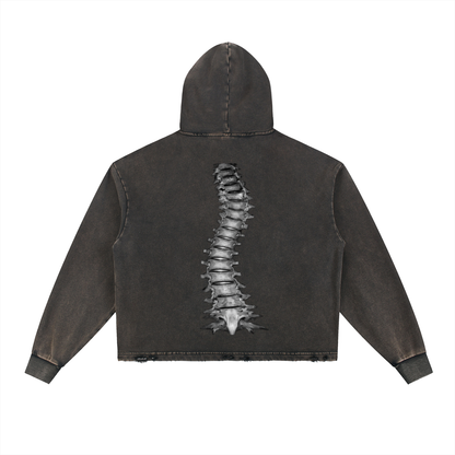 Vintage Washed Frayed-Hem Hoodie