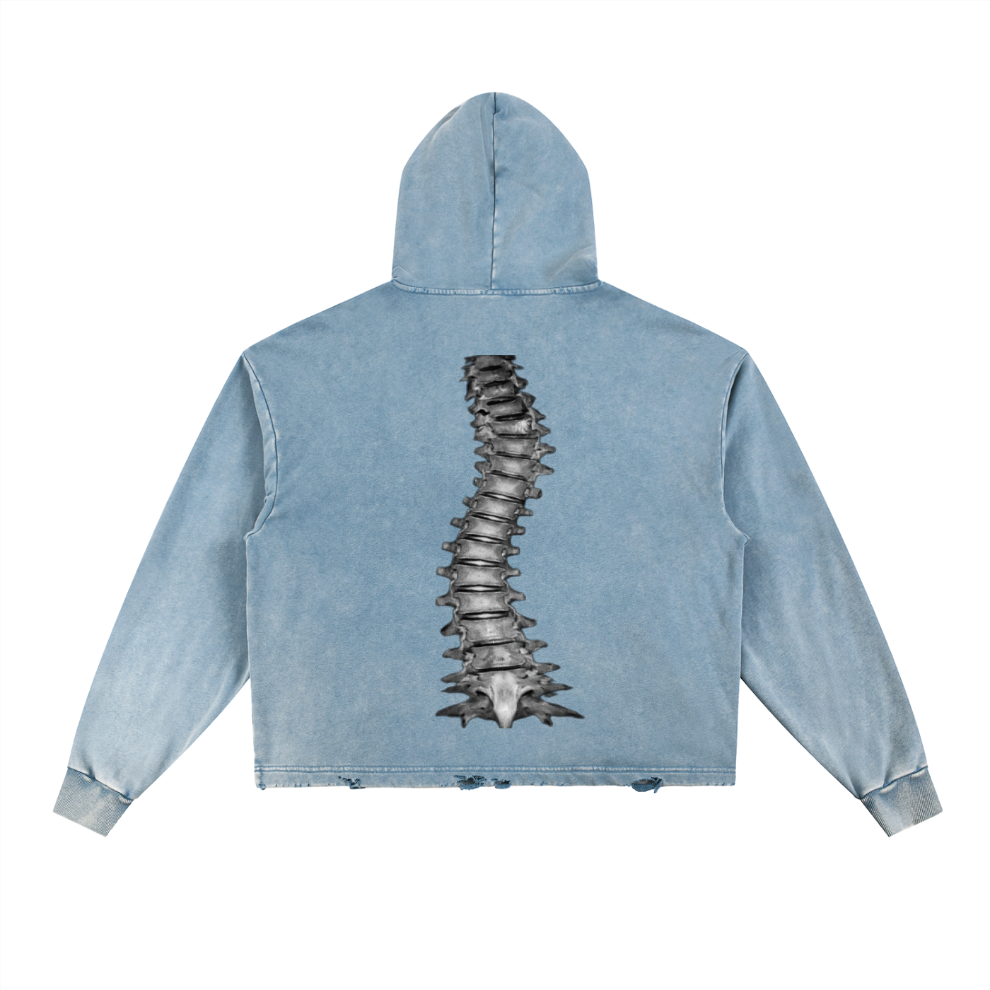 Vintage Washed Frayed-Hem Hoodie