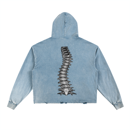 Vintage Washed Frayed-Hem Hoodie