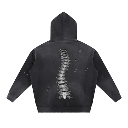 Vintage Washed Frayed Fleece Hoodie