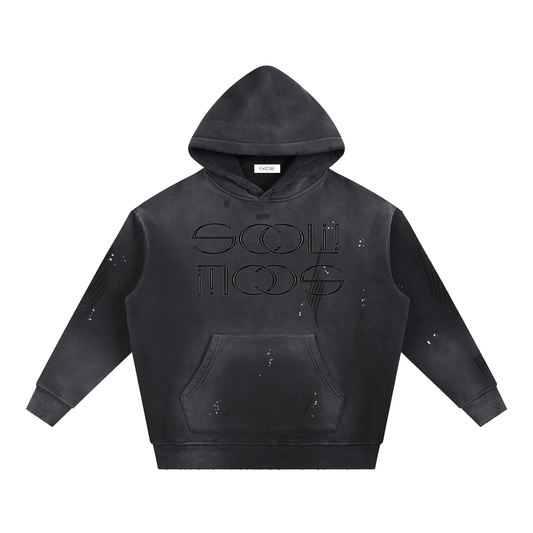 Vintage Washed Frayed Fleece Hoodie