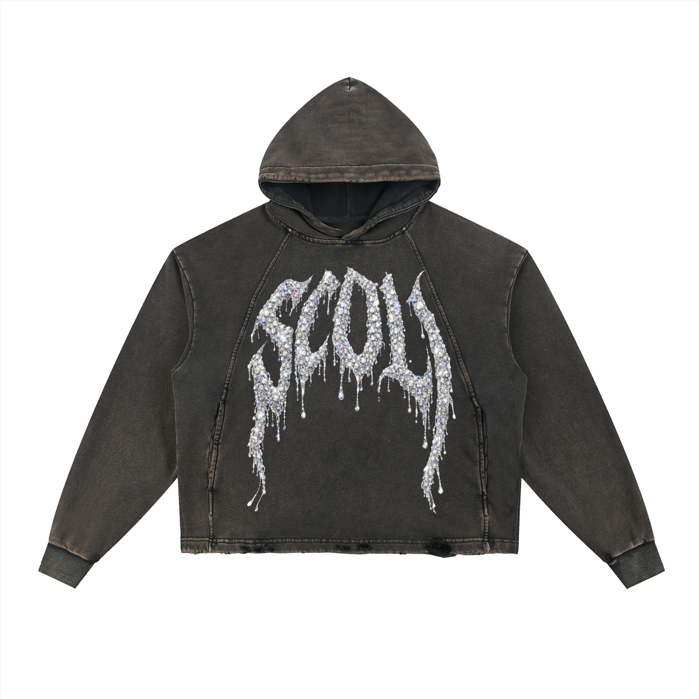 Vintage Washed Frayed-Hem Hoodie