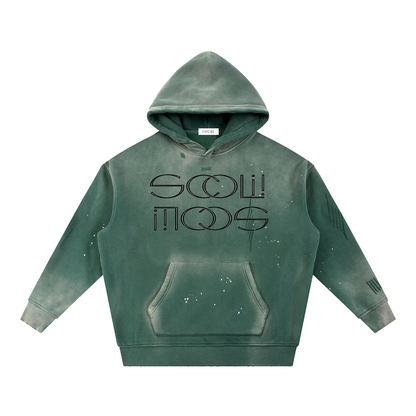 Vintage Washed Frayed Fleece Hoodie