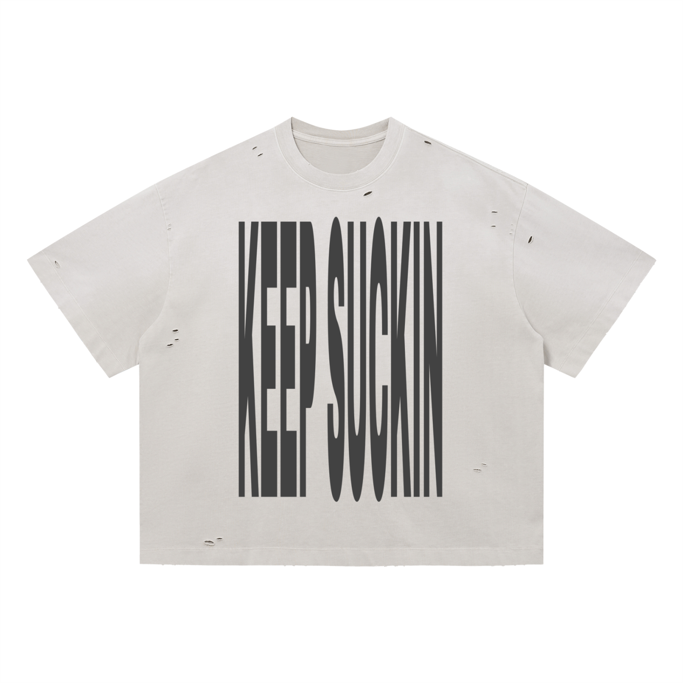 “ KEEP SUCKIN “ Vintage Washed Distressed Boxy Oversized T-Shirt